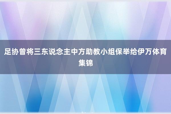 足协曾将三东说念主中方助教小组保举给伊万体育集锦