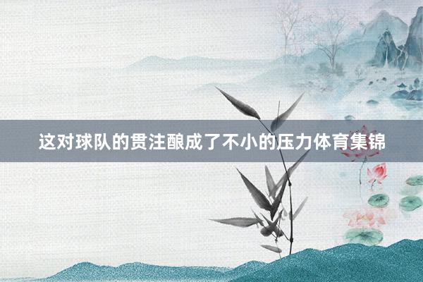 这对球队的贯注酿成了不小的压力体育集锦